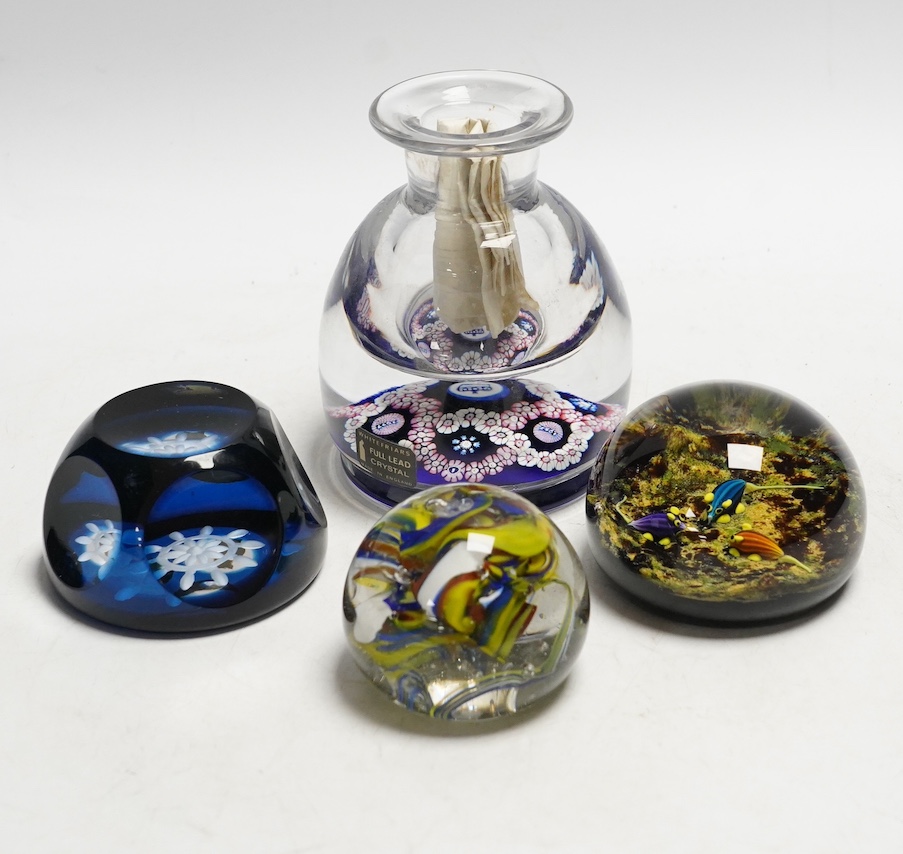 A collection of boxed Whitefriars and Caithness paperweights and others (10)